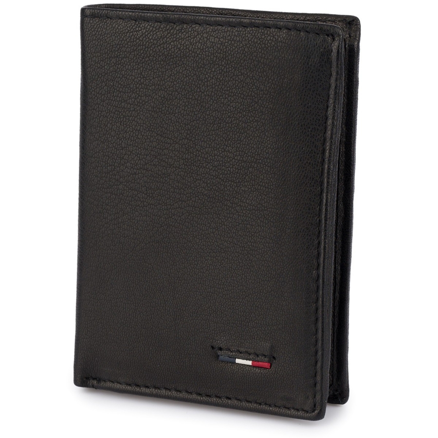 Portfel skórzany męski mały pionowy z flagą czarny RFiD Beltimore D48