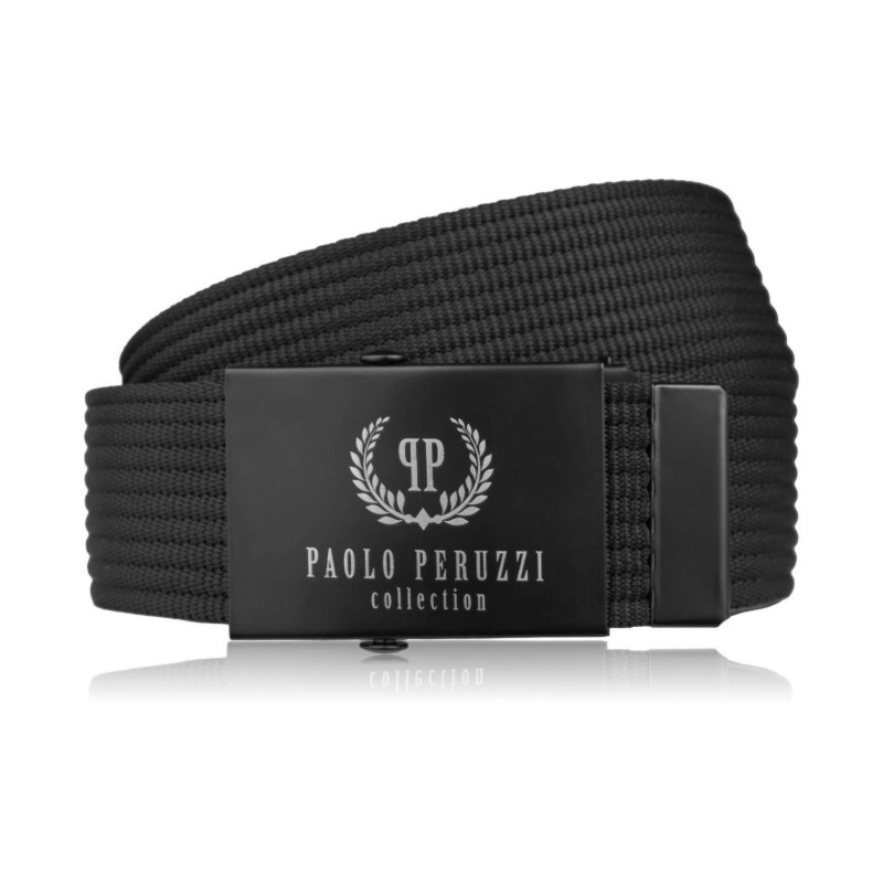 Pasek do spodni męski 115 cm pasek parciany do jeansów czarny Paolo Peruzzi PW-30-115