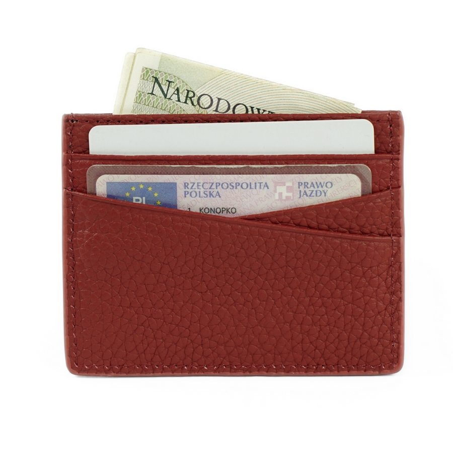 Skórzany wizytownik na karty minimalistyczny portfel Solier SW43 RED