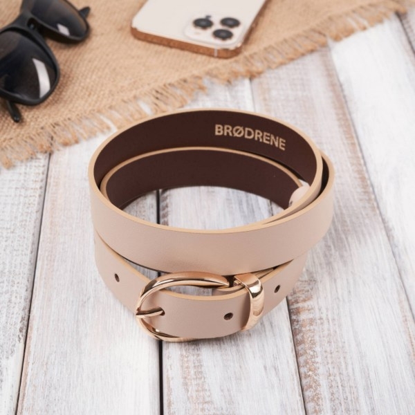 Pasek Damski Skórzany OPD-17 Brødrene Beżowy 120 cm