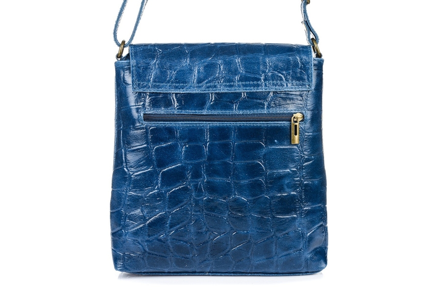 Listonoszka skórzana mała VERA PELLE dżinsowa niebieska B69