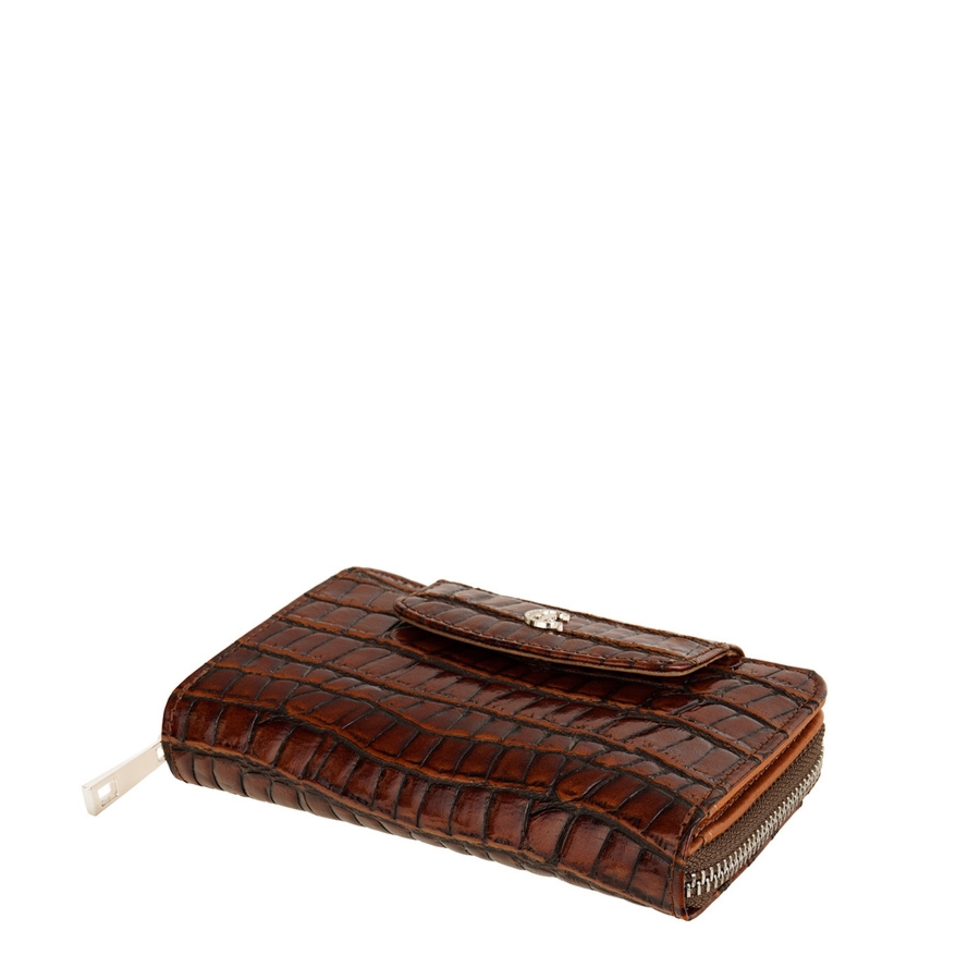 Damski portfel skórzany Canaletto – brązowy croco z RFID | Elegancja i bezpieczeństwo PD1445s299 RFID