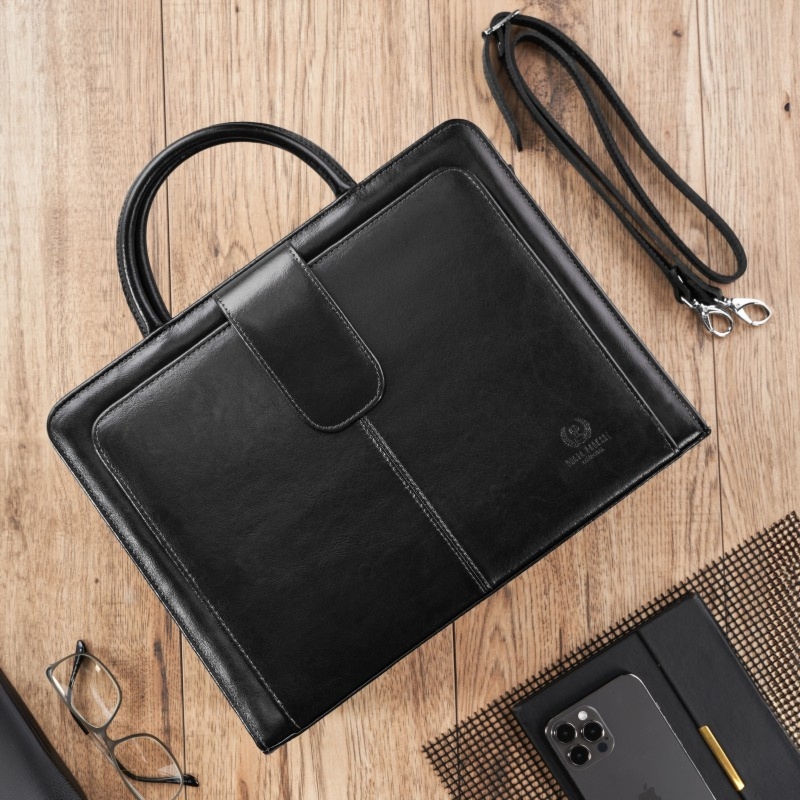 Skórzana aktówka damska PAOLO PERUZZI 168BY-BL czarna