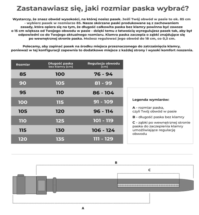 Skórzany pasek BETLEWSKI AUTO-LIC30 CZ 110_K1 czarny