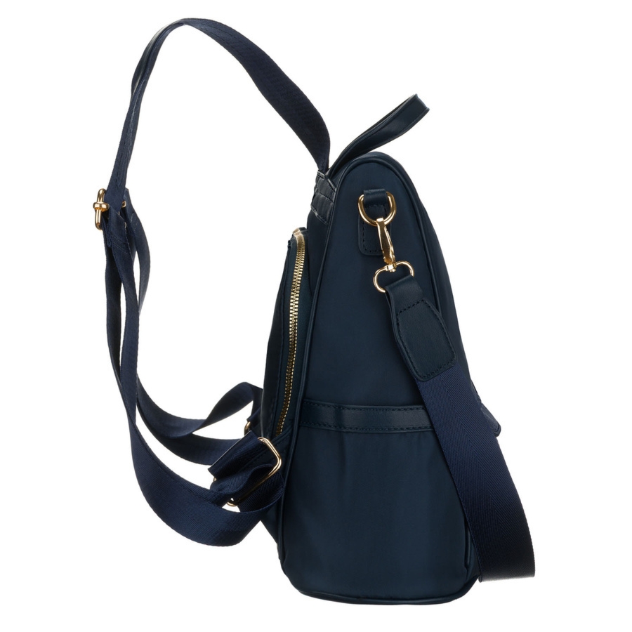 Plecak damski z nylonu i skóry ekologicznej w granatowym kolorze, zamykany suwakiem - Peterson