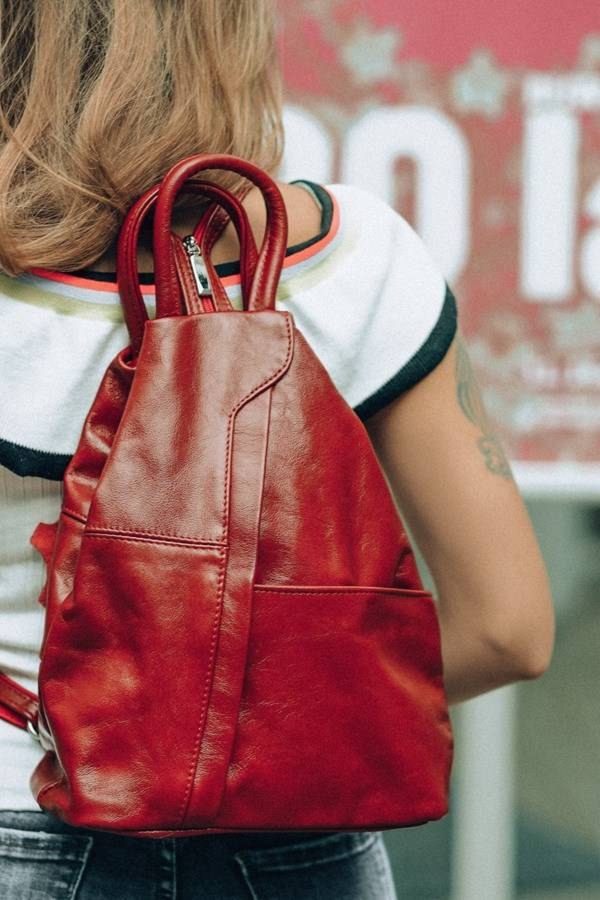 Oliwka Polski Plecak Damski Skórzany Trójkąt Pojemny Q60