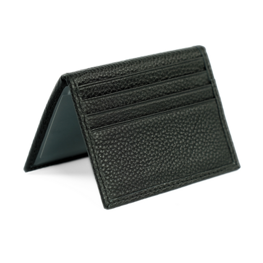 Portfel na karty składany wizytownik skórzany slim Solier SW44 BLACK