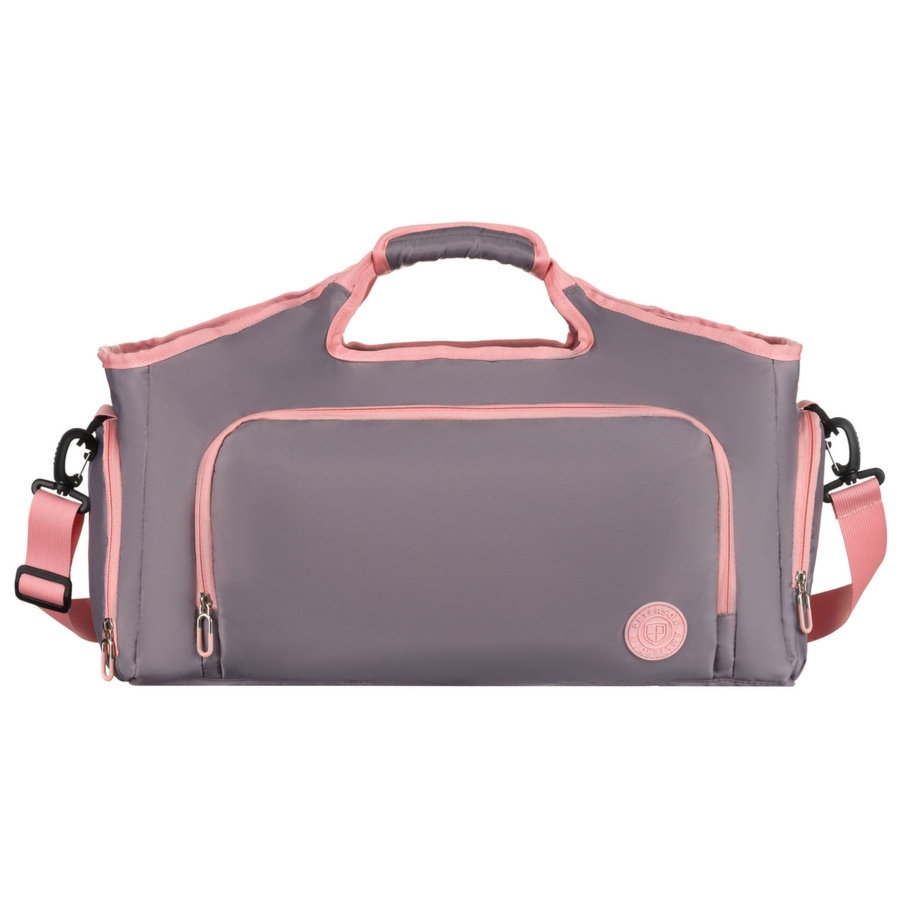 Pojemna, weekendowa torba podróżna w szaro-różowym kolorze z komorą termiczną na obuwie - Peterson
