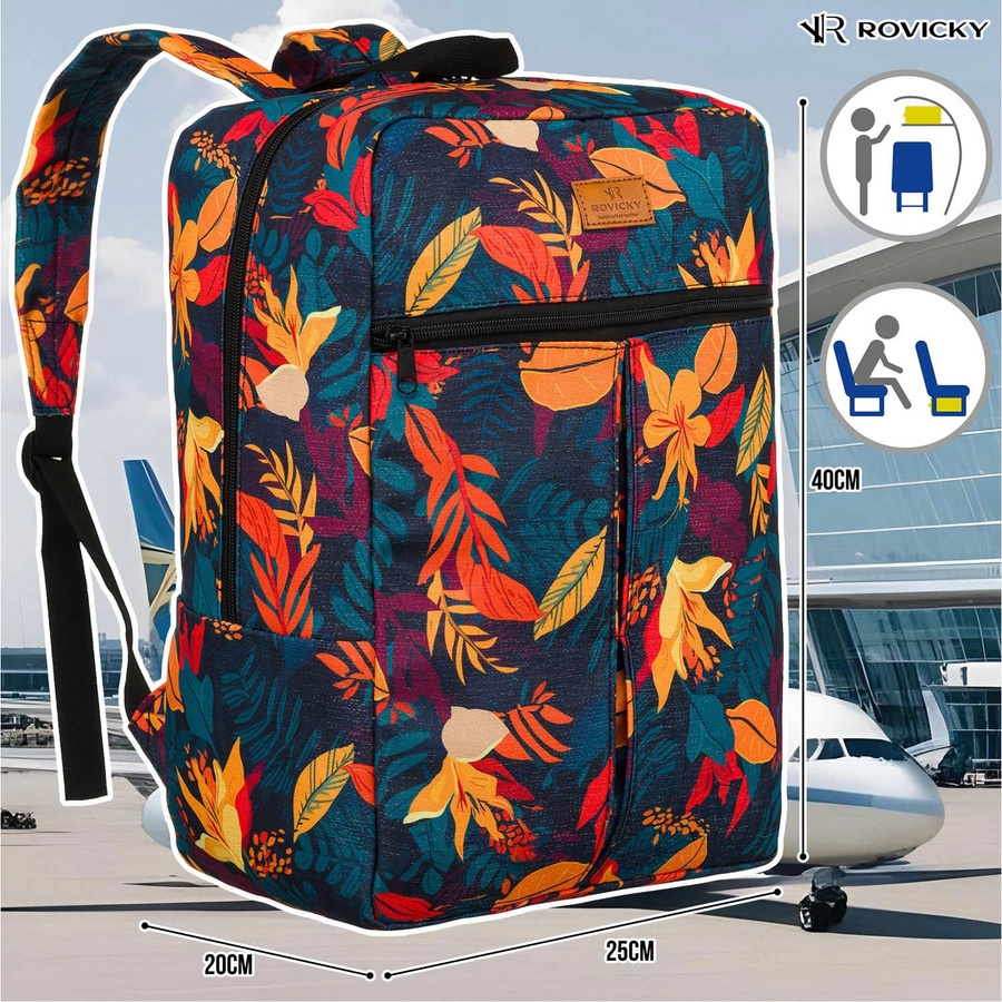 Plecak podróżny Rovicky R-PL-01 print liście
