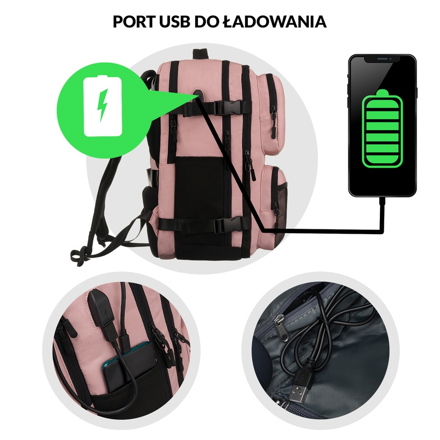 Plecak podróżny Himawari 2301-01 różowy