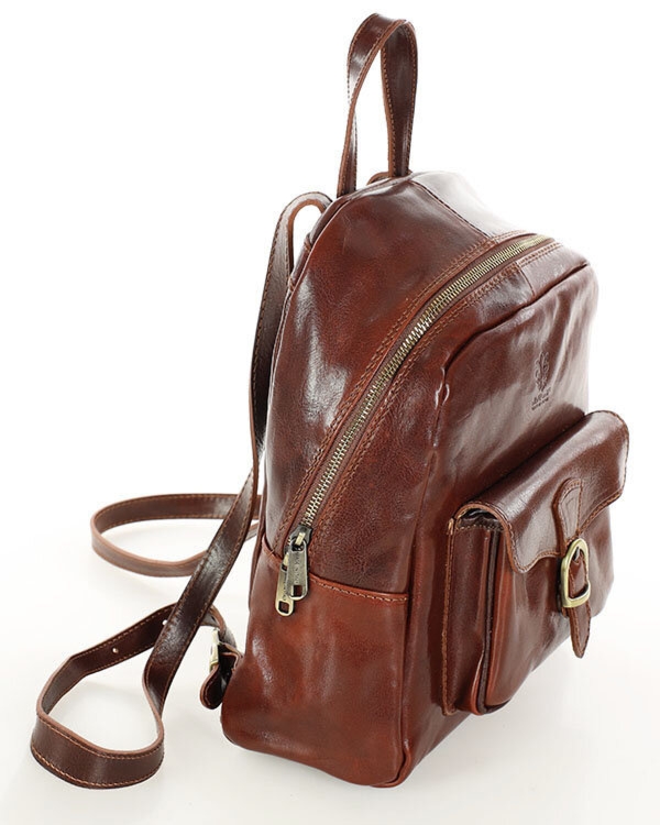 Elegancki plecak damski skórzany premium MARCO MAZZINI brązowy PL67c