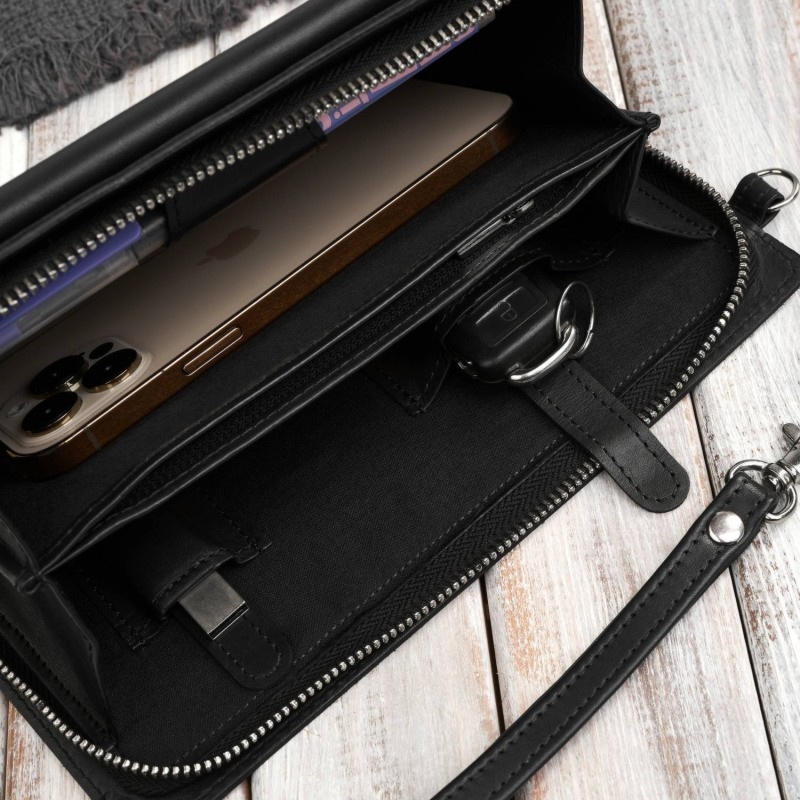 Saszetka męska skórzana do ręki elegancka czarna Paolo Peruzzi AL-26-BL