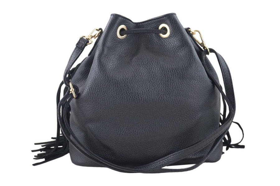 Listonoszka skórzana boho BARBERINI'S czarna 941-1