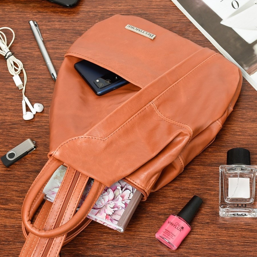 Rudy Polski Plecak Damski Skórzany Trójkąt Pojemny Q60