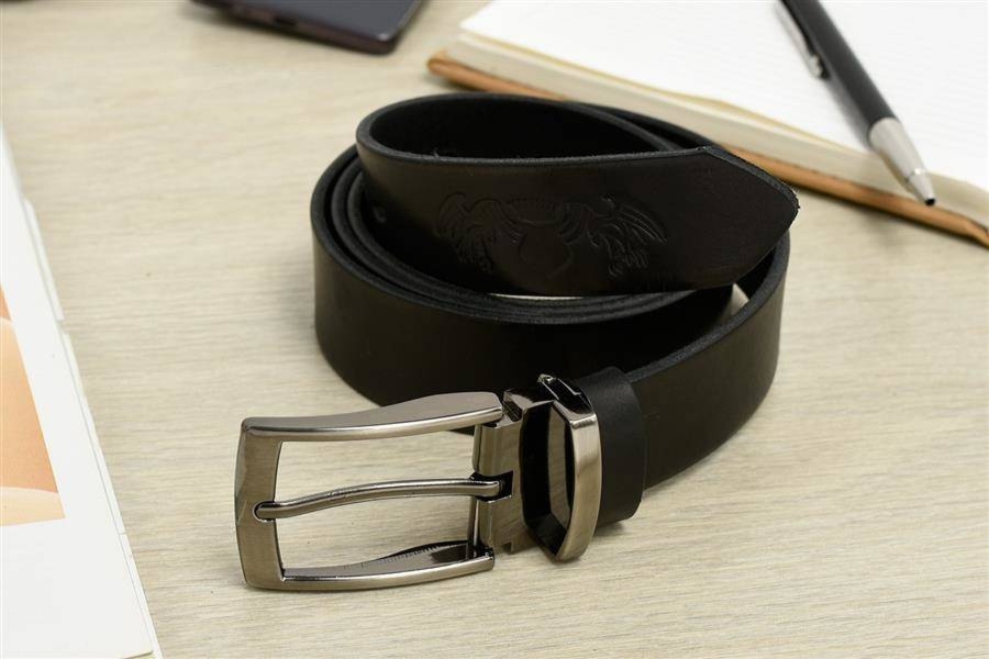 Pasek skórzany męski do spodni szeroki czarny Beltimore A75 : Kolory - czarny, Rozmiar pasków - r.100-115 cm