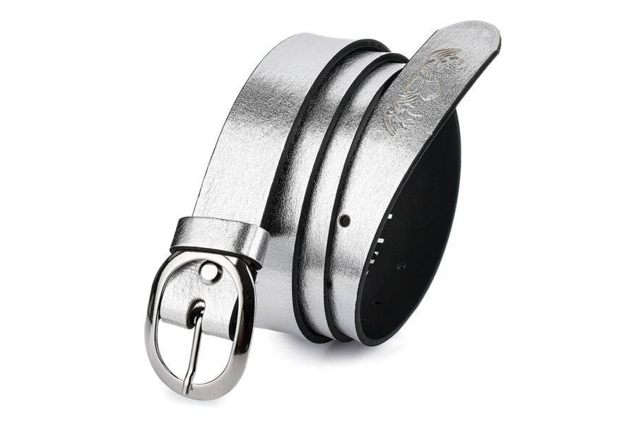 Pasek skórzany Beltimore r.80-95 cm U48 srebrny