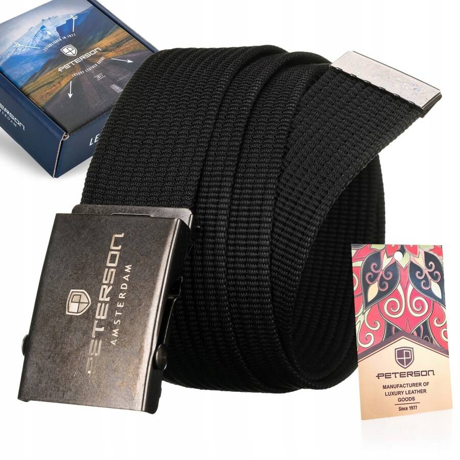 Pasek parciany Peterson PTN OLD SILVER-BLACK czarny