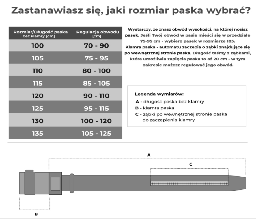 Skórzany pasek BETLEWSKI C30-DR CZARNY 100