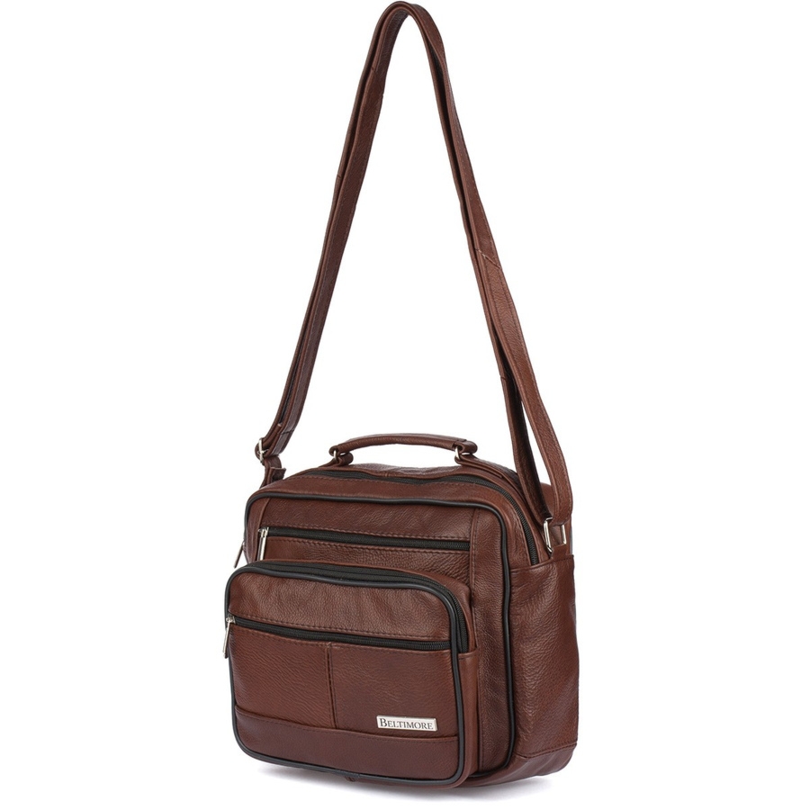 Brązowa pojemna SKÓRZANA TORBA męska do pracy Beltimore F72