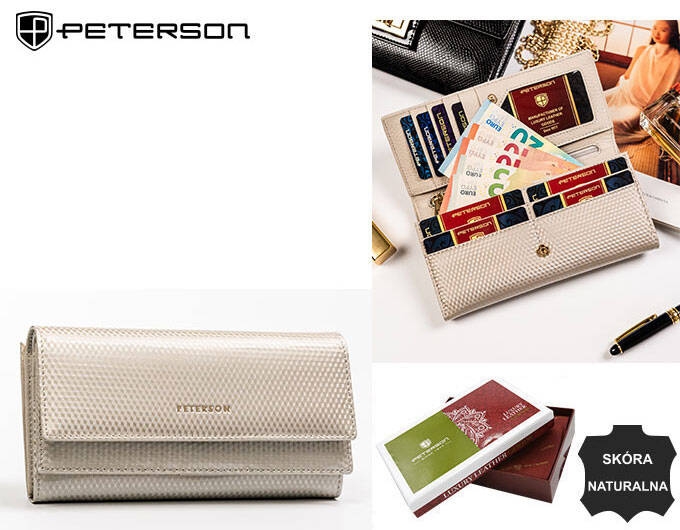 Portfel skórzany Peterson PTN 421028-SBR beżowy