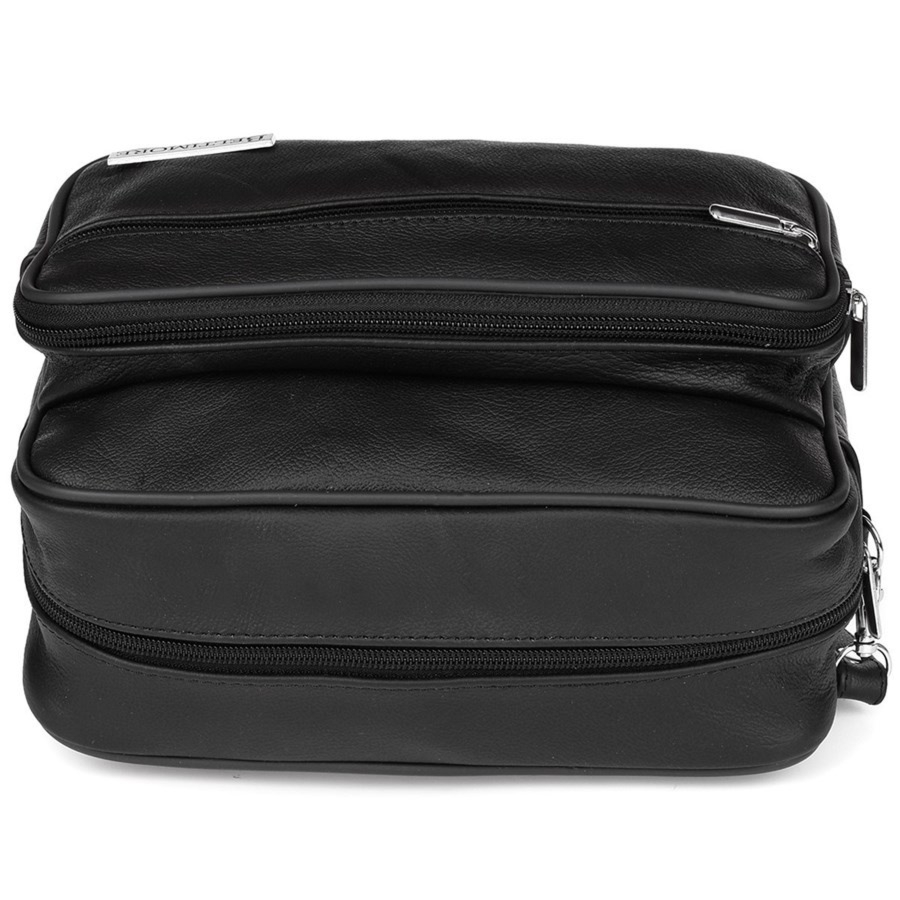 Czarna skórzana saszetka męska duża dwukomorowa do ręki Beltimore G58