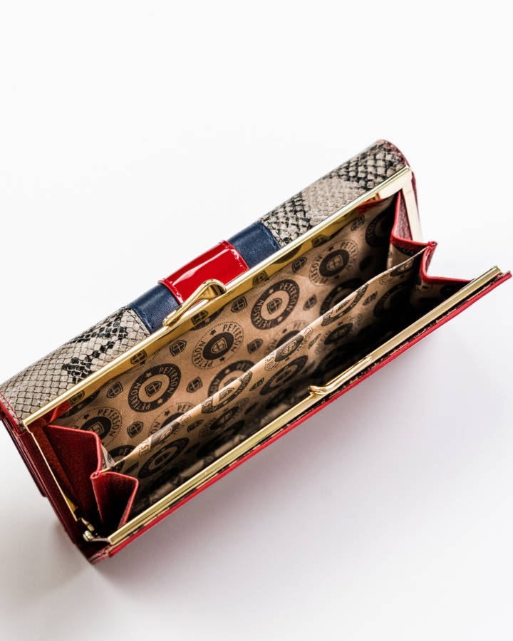 Portfel skórzany Peterson czerwony croco PTN ST-721