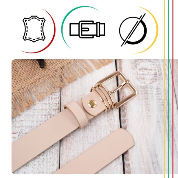 Pasek Damski Skórzany OPD-16 Brødrene Beżowy 130 cm