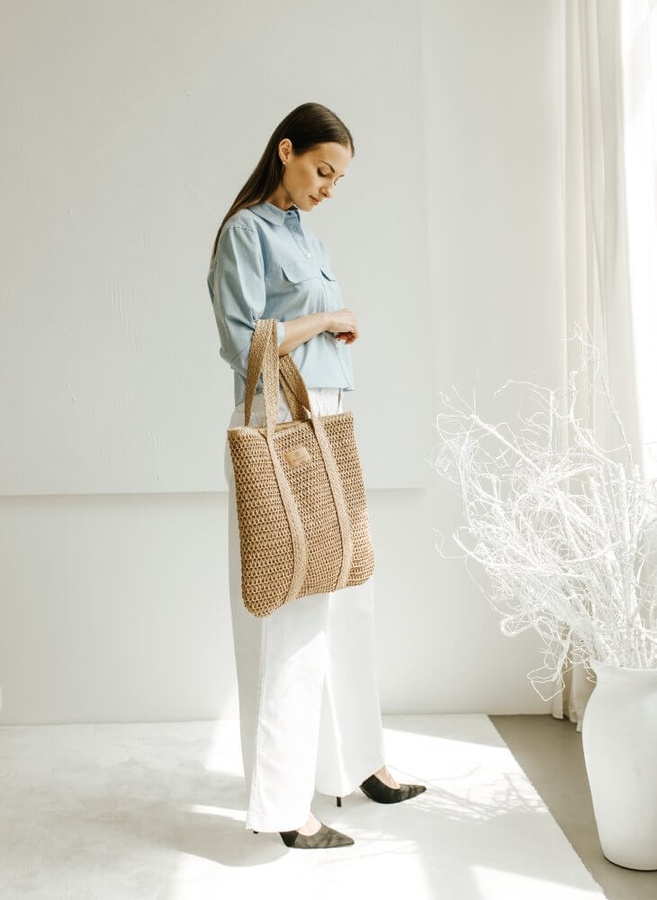 Torba na plażę w stylu boho SOLLY BETLEWSKI bezowy