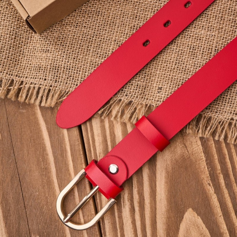 Pasek damski skórzany czerwony 110 cm ze złotą klamrą Paolo Peruzzi PG-01-RD-110