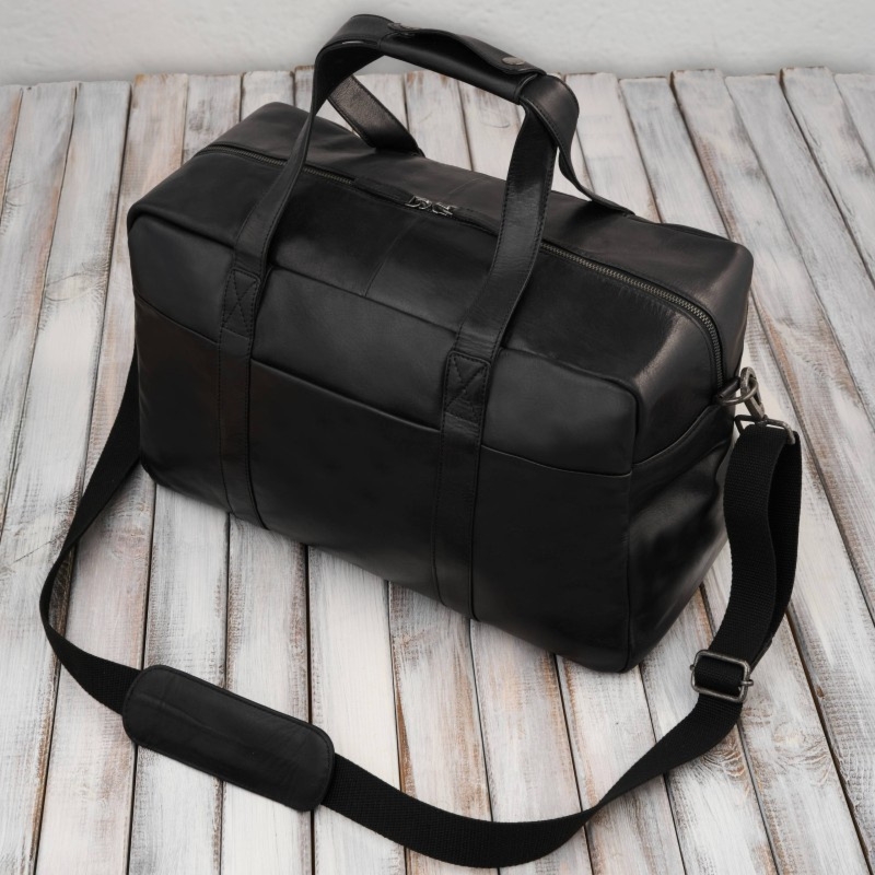 Torba podróżna męska skórzana duża pojemna czarna SL-10-BL