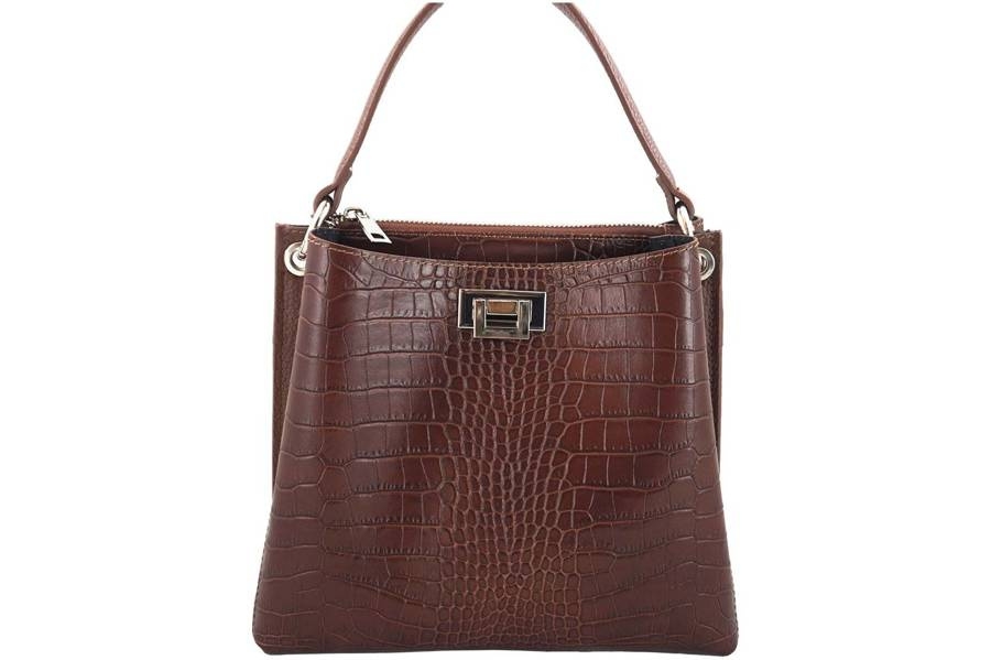 Listonoszka skórzana BARBERINI'S croco brązowa 795/1-6