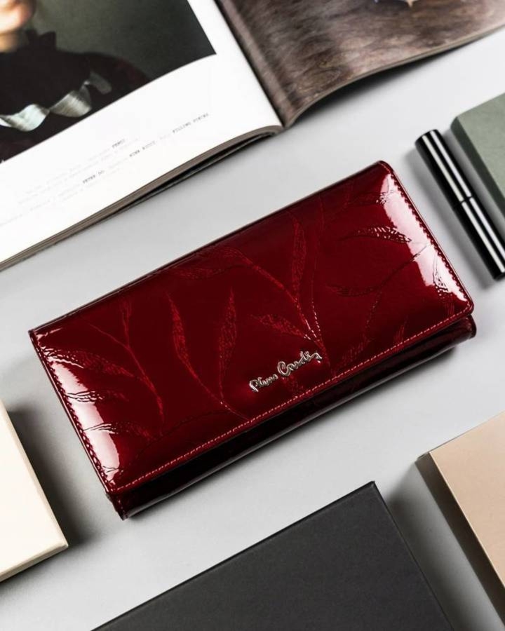 Portfel lakierowany Pierre Cardin [DH] 02 LEAF 106 bordowy