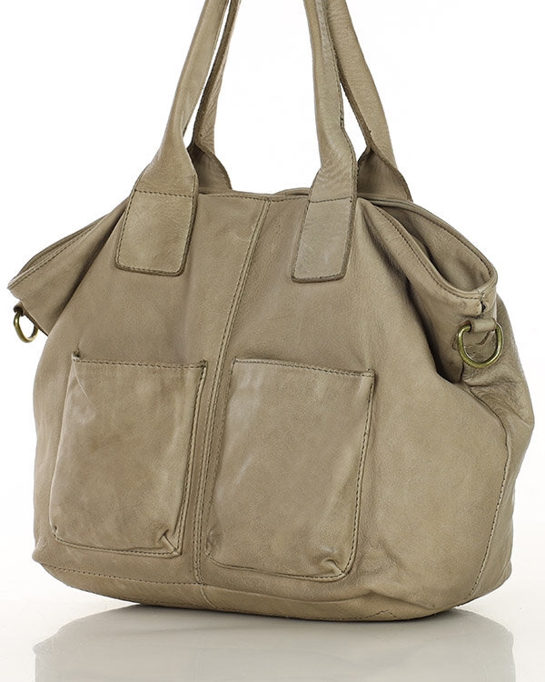 Shopperka skórzana MARCO MAZZINI beżowa taupe v169e