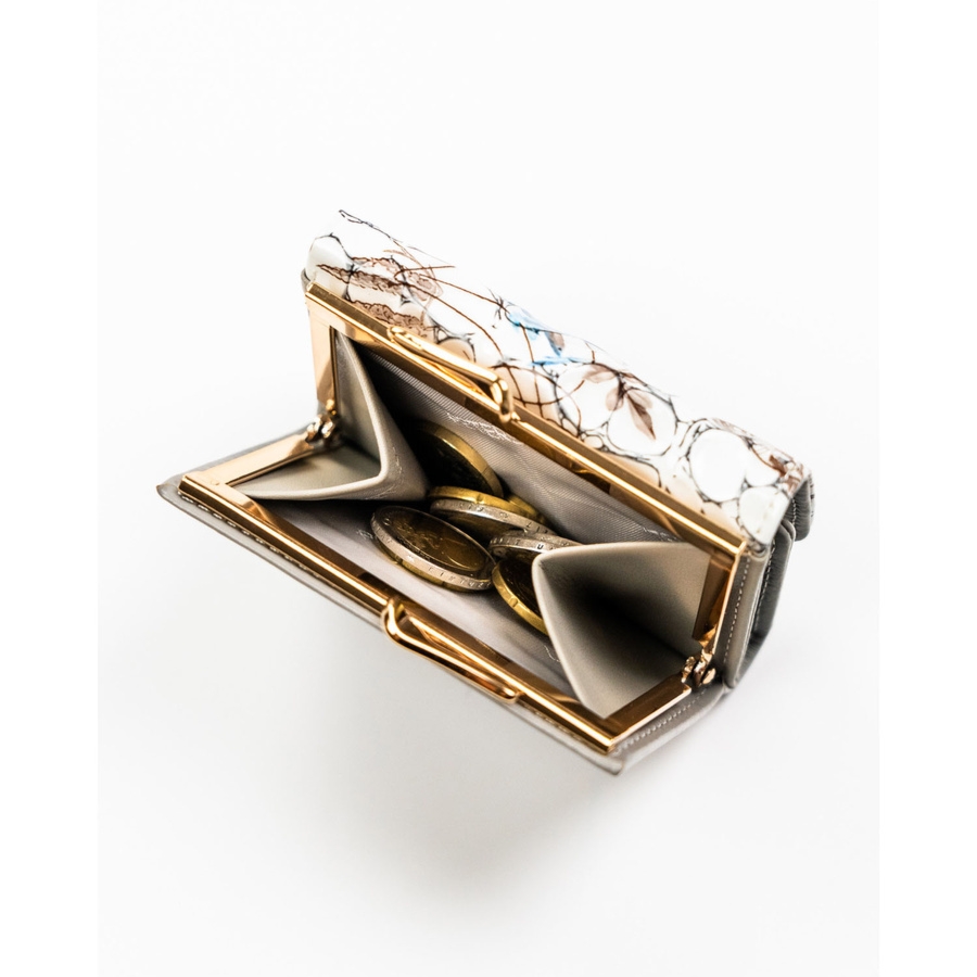 Mały, niebieski portfelik damski ze skóry naturalnej w kwiaty PTN PH32-LFL Peterson