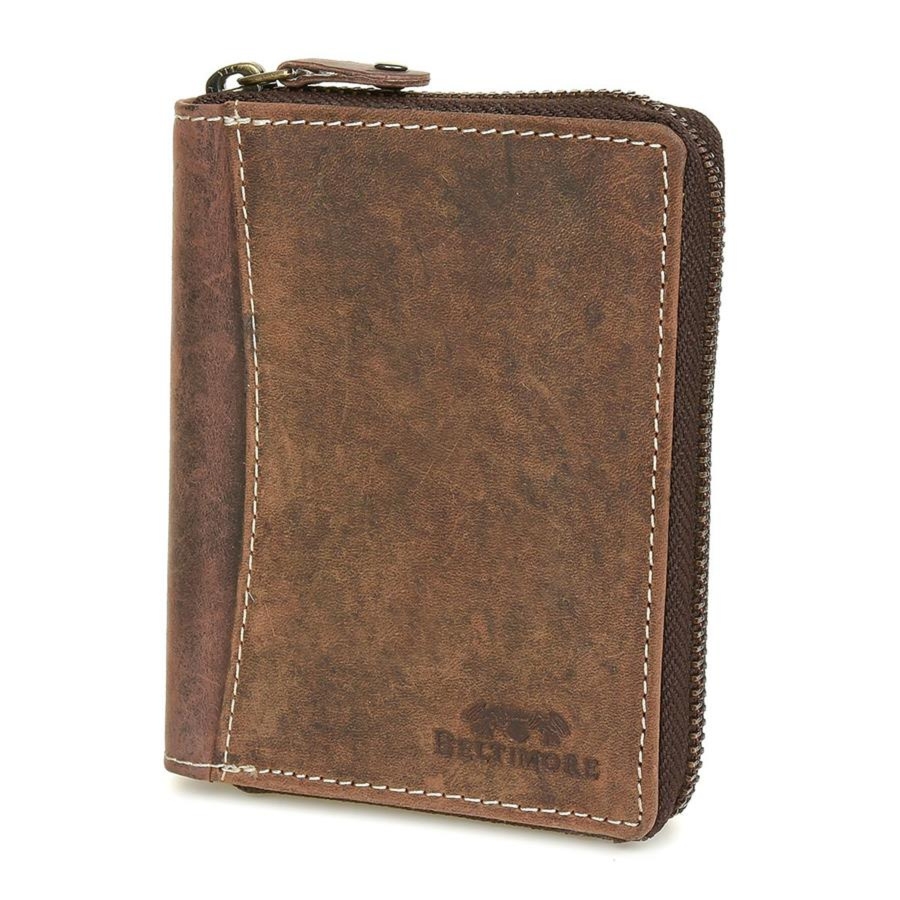 Brązowy duży portfel skórzany męski skóra nubuk Beltimore vintage G71