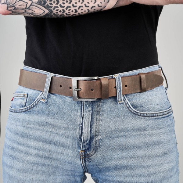 Pasek do Spodni Męski Szeroki OPM-13 Brødrene Brązowy 130 cm