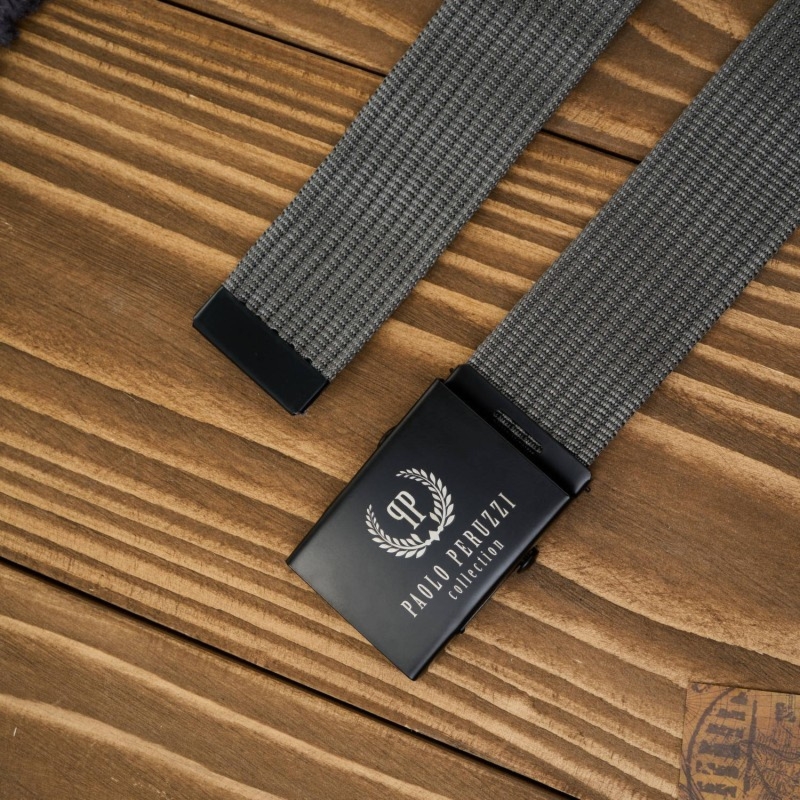 Pasek do spodni męski 95 cm klasyczny pasek parciany grafitowy Paolo Peruzzi PW-28-95