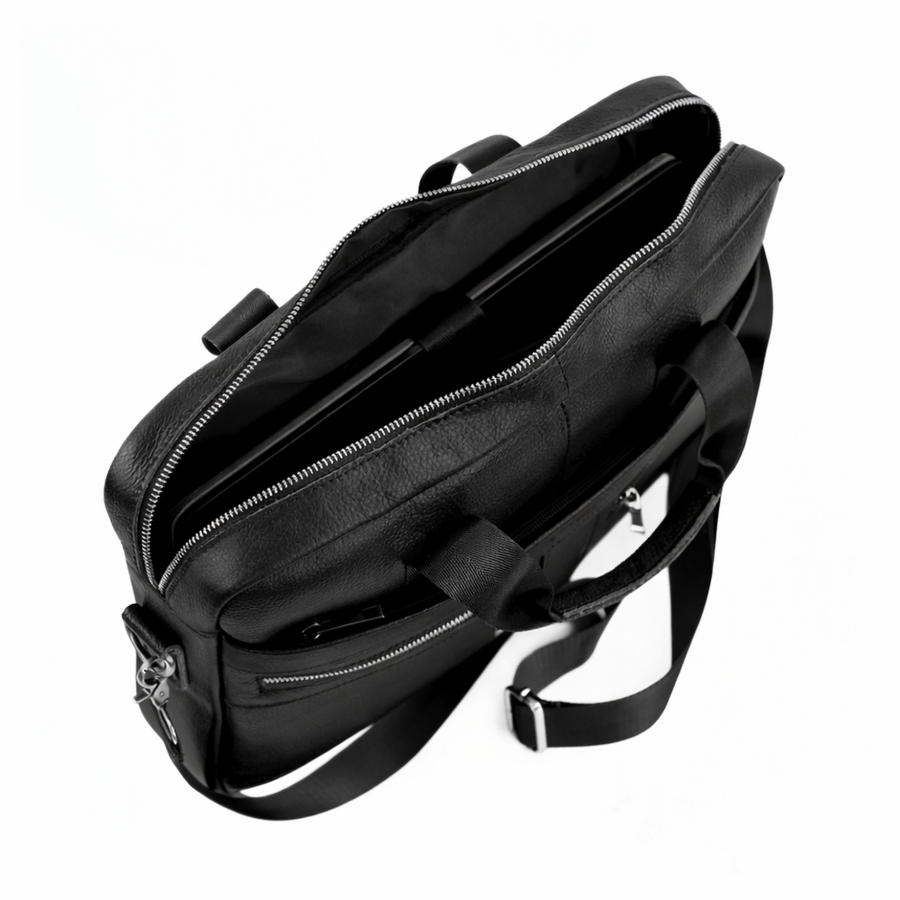 Duża skórzana męska torba na laptopa i dokumenty Solier SL45 Milo czarny