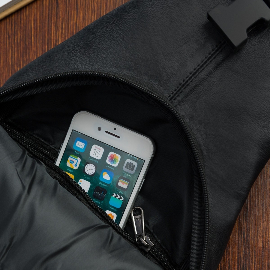 Saszetka nerka przez ramię crossbody męska modna torba dwukomorowa skóra naturalna F03