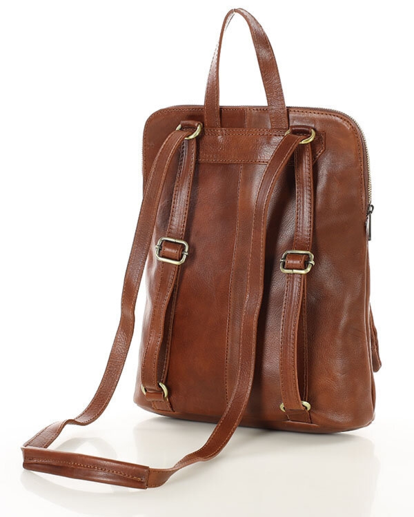 Elegancki plecak damski skórzany premium MARCO MAZZINI brązowy PL66c