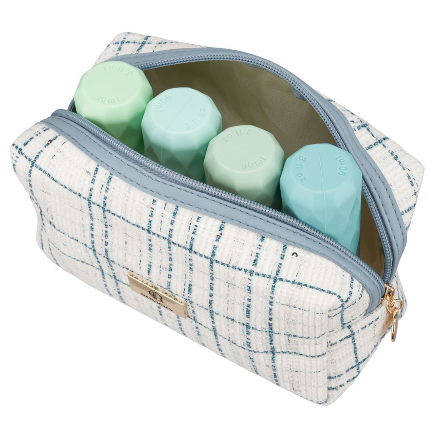 Niebieska, pojemna kosmetyczka damska wykonana z materiału syntetycznego - Rovicky