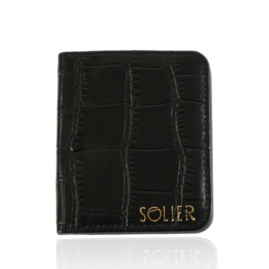 Skórzany elegancki portfel damski Solier SW51 czarny