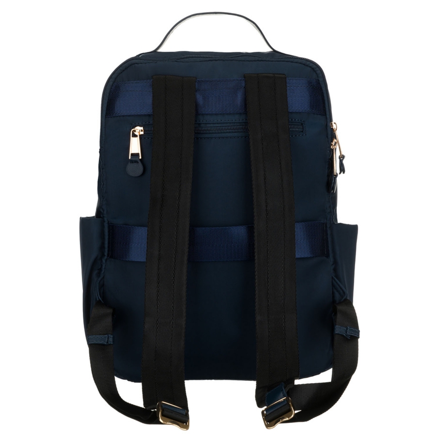 Nylonowy plecak damski w granatowym kolorze z uchwytem do mocowania na walizce - Peterson