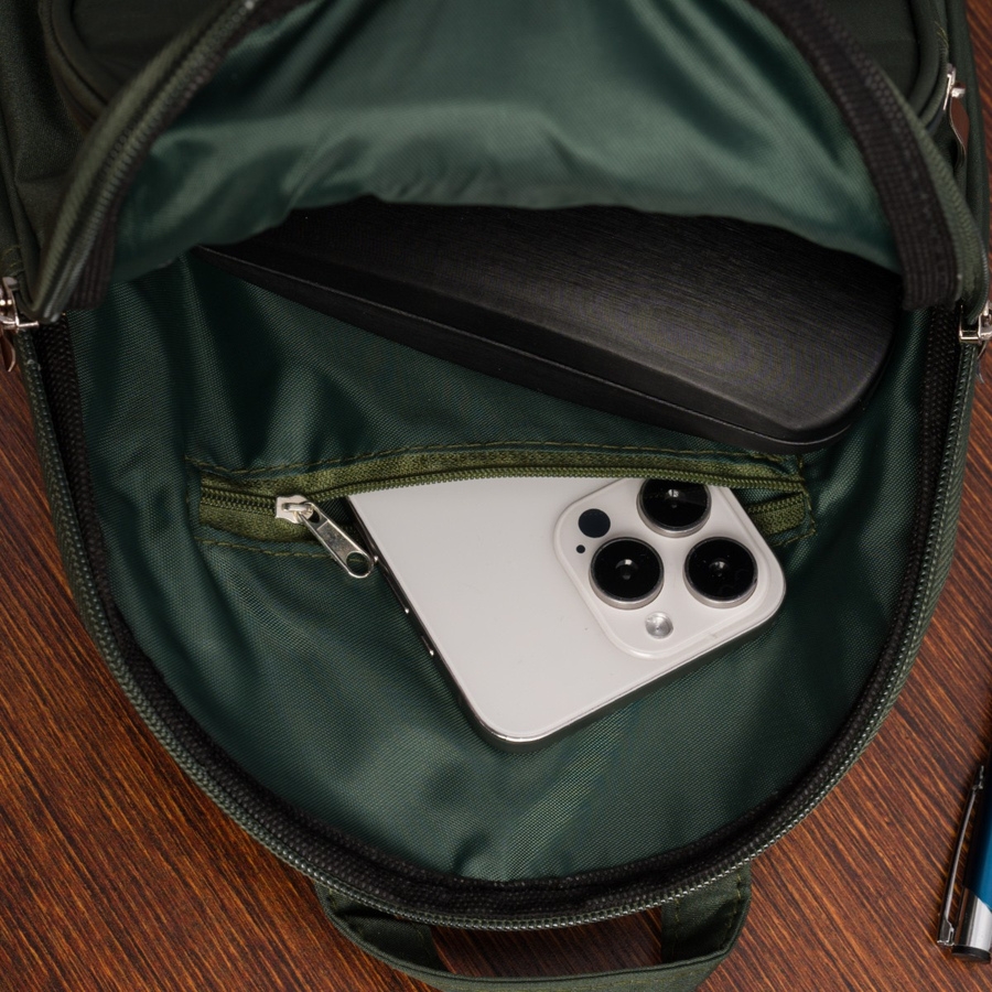 Plecak plecaczek damski mały lekki dwukomorowy wodoodporny elegancki ciemno-zielony Beltimore R37