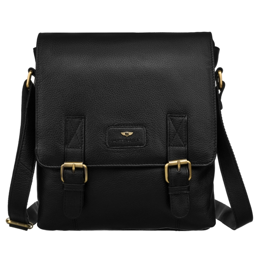 Miejska listonoszka męska ze skóry naturalnej w czarnym kolorze - Peterson