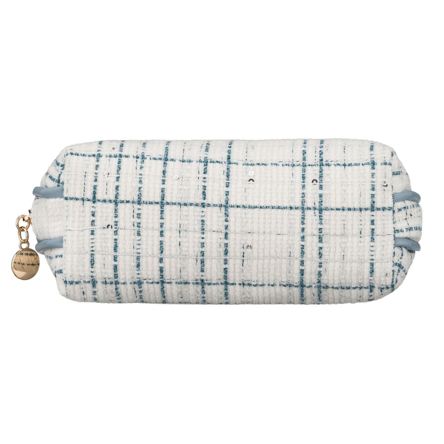 Niebieska kosmetyczka damska wykonana z materiału syntetycznego, jednokomorowa - Rovicky