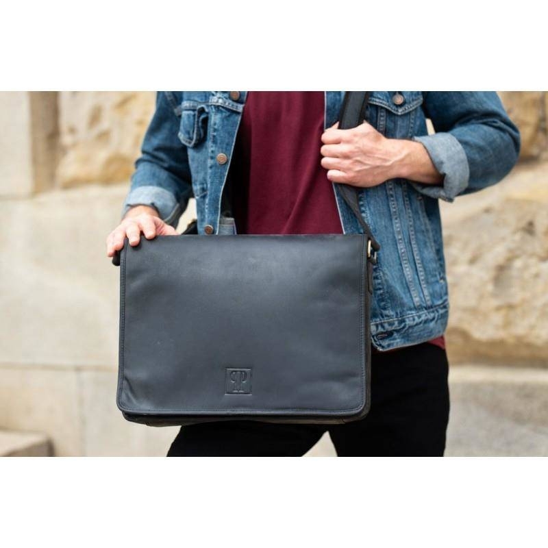 Torba skórzana na laptopa czarna Paolo Peruzzi T-06-BL
