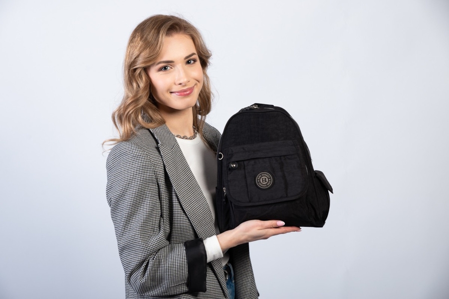 Plecak damski materiałowy czarny mały sportowy plecak młodzieżowy sp-10-bl