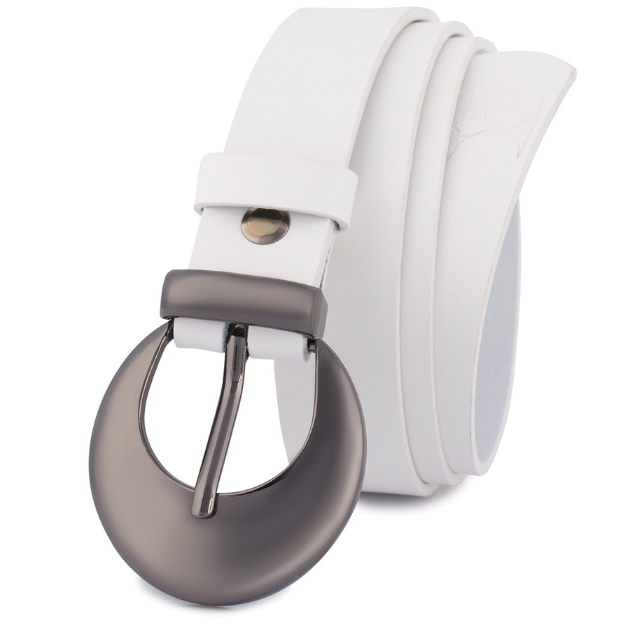 Pasek skórzany BELTIMORE r.80-95 cm O03 BIAŁY