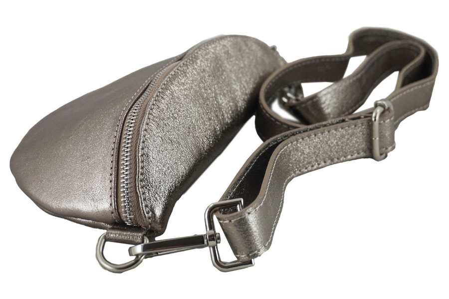 Saszetka skórzana nerka BARBERINI'S c. srebrna 880/1-46